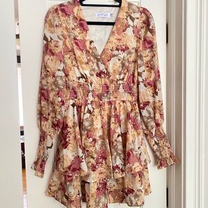Long sleeve tiered mini dress